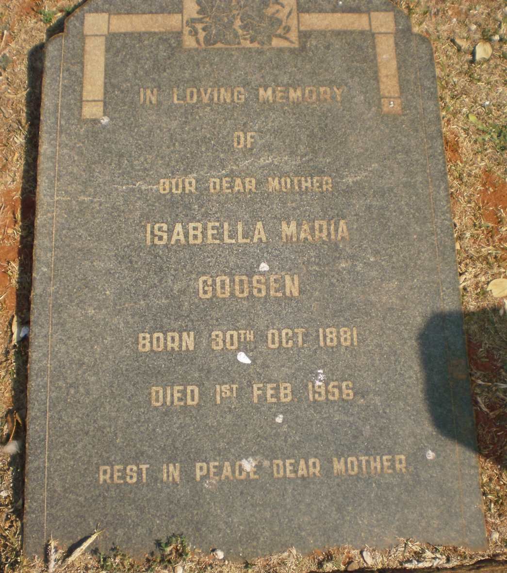 GOOSEN Isabella Maria 1881-1956