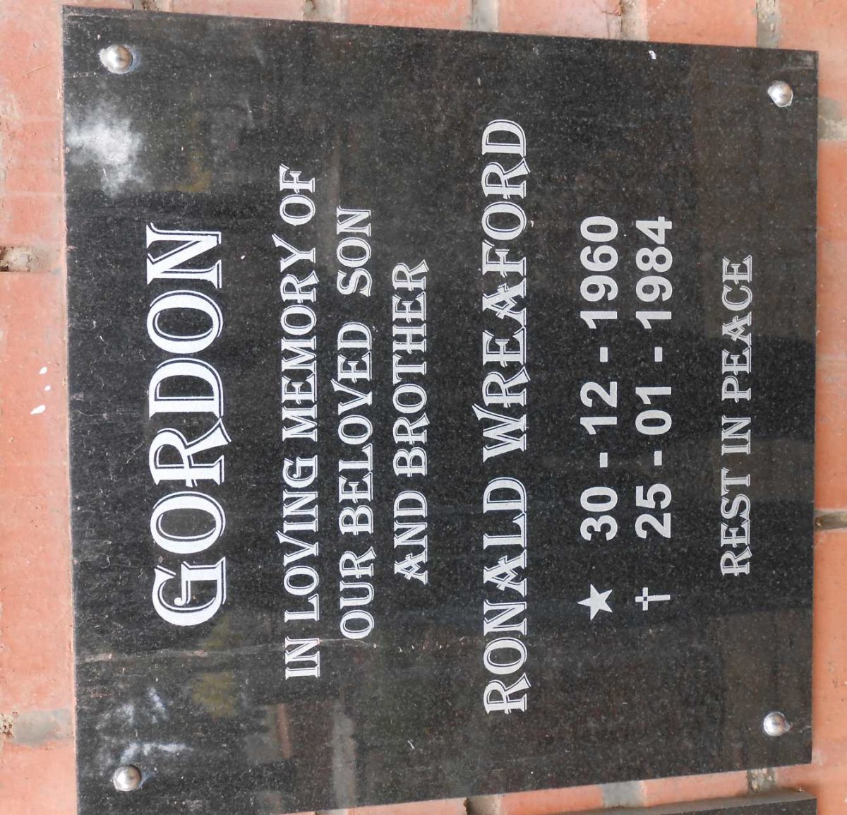 GORDON Ronald Wreaford 1960-1984
