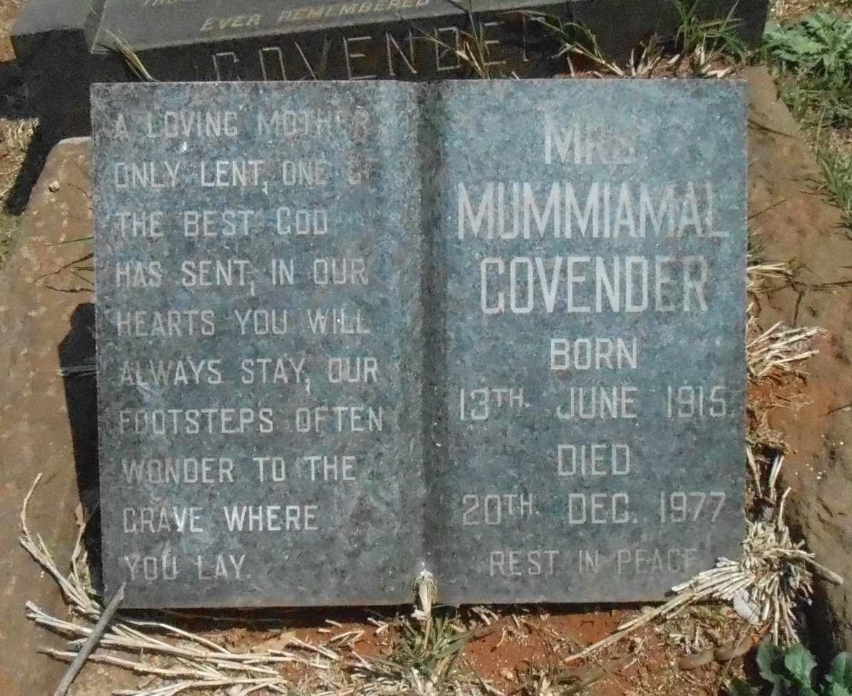 GOVENDER Mummiamal 1915-1977