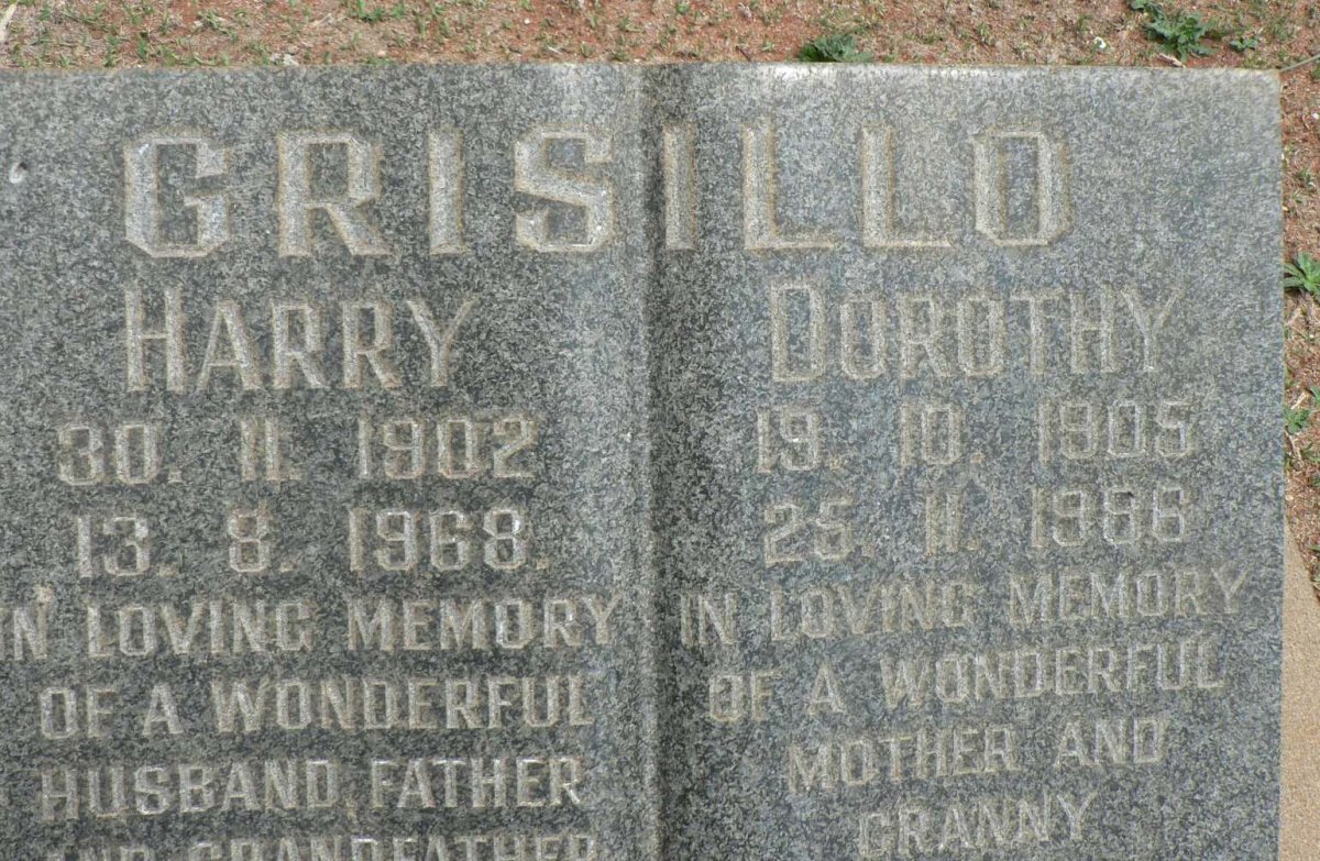 GRISILLO Harry 1902-1968 &amp; Dorothy 1905-1986