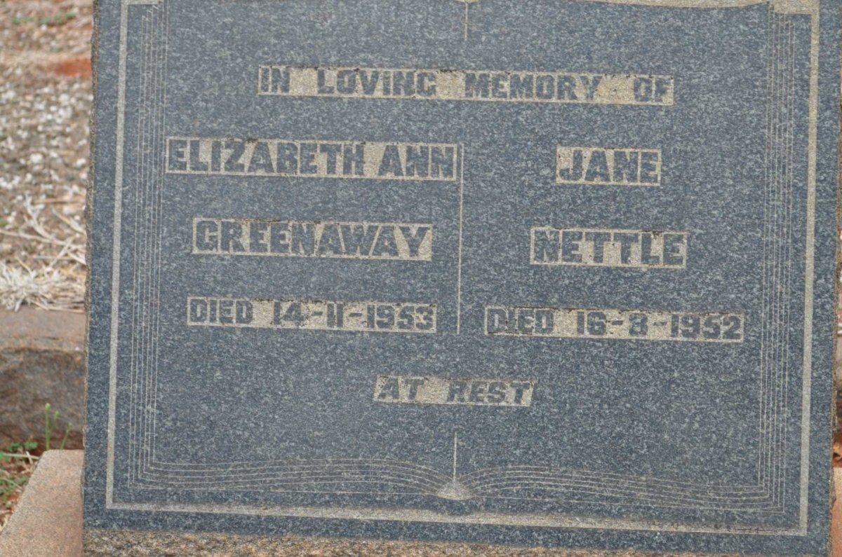 GREENWAY Elizabeth Ann -1953 :: NETTLE Jane -1952