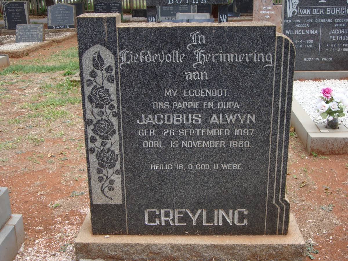 GREYLING Jacobus Alwyn 1897-1960