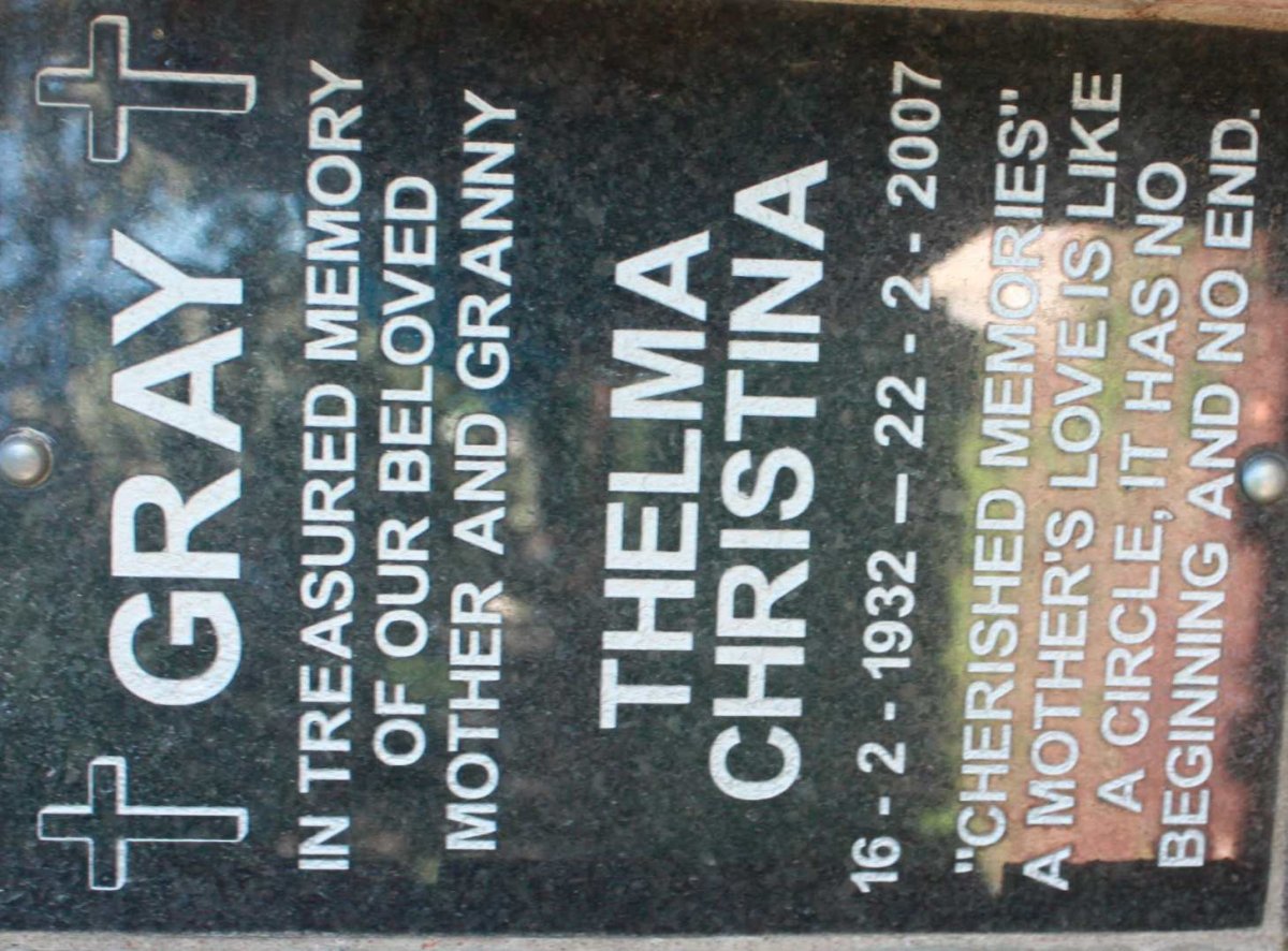 GRAY Thelma Christina 1932-2007