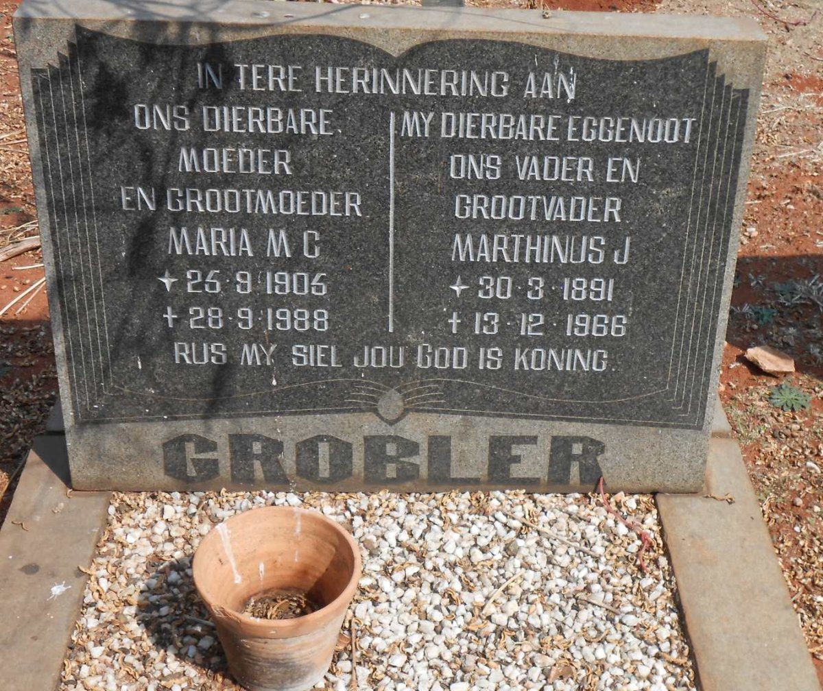 GROBLER Marthinus J. 1891-1966 &amp; Maria M.C. 1905-1988