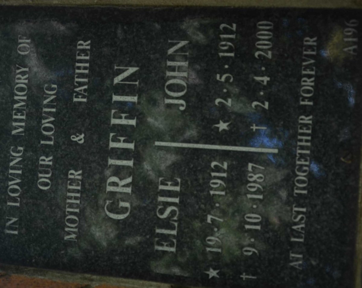 GRIFFIN John 1912-2000 &amp; Elsie 1912-1987