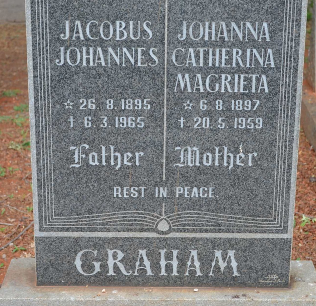 GRAHAM Jacobus Johannes 1895-1965 &amp; Johanna Catherina Magrieta 1897-1959