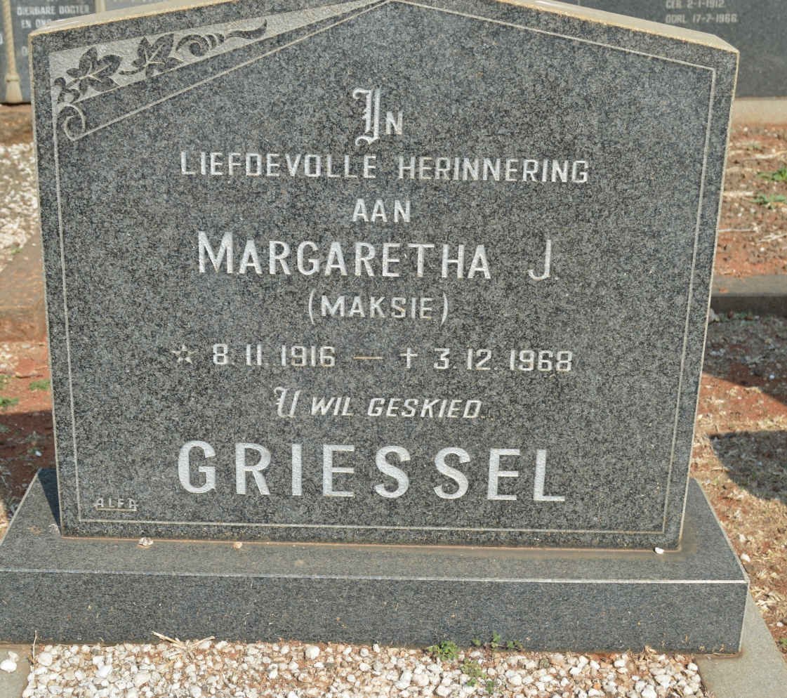 GRIESSEL Margaretha J. 1916-1968