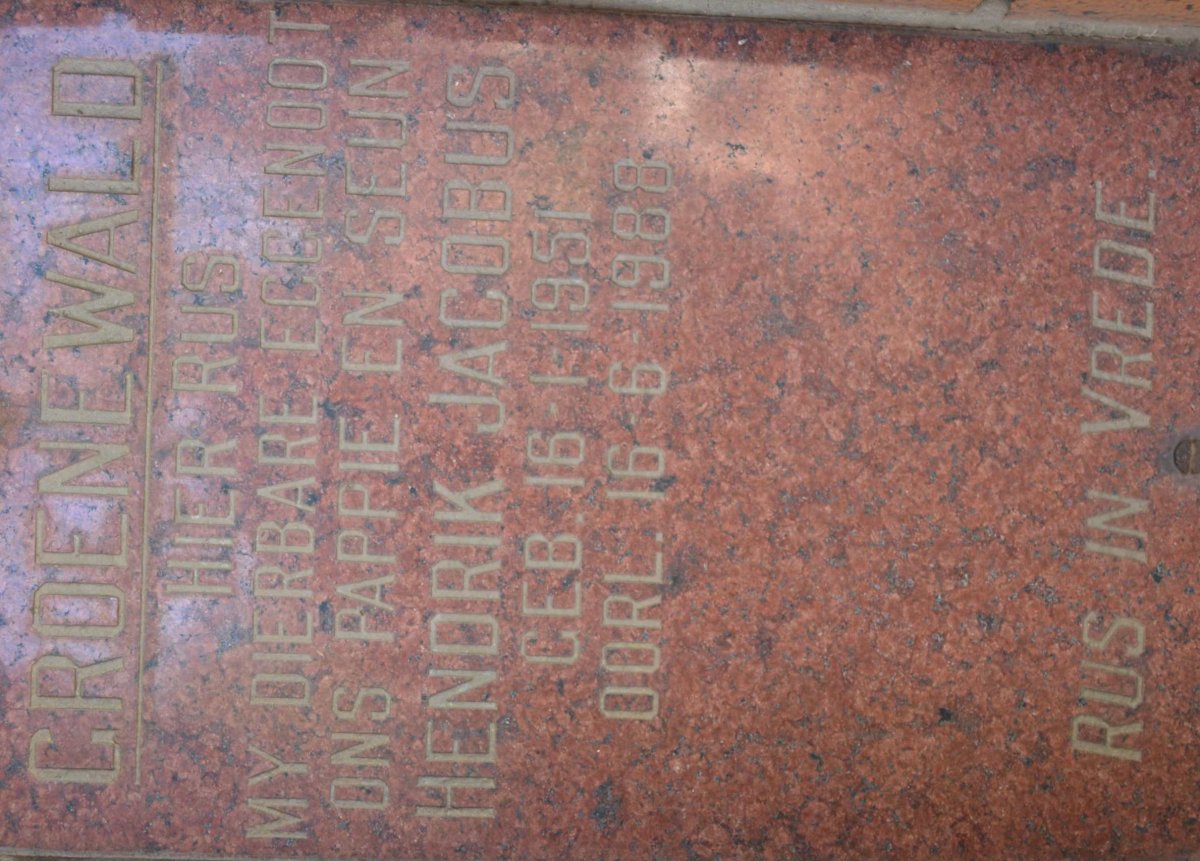 GROENEWALD Hendrik Jacobus 1951-1988