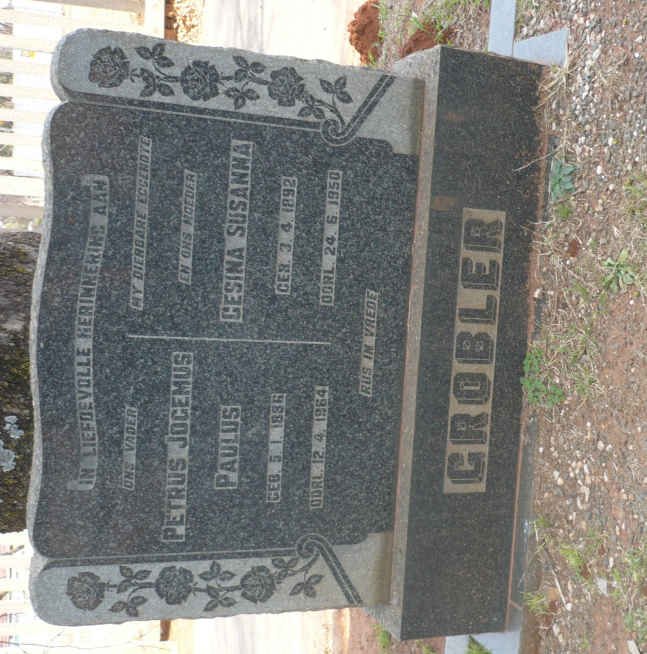 GROBLER Petrus Jogemus Paulus 1886-1964 &amp; Gesina Susanna 1892-1950