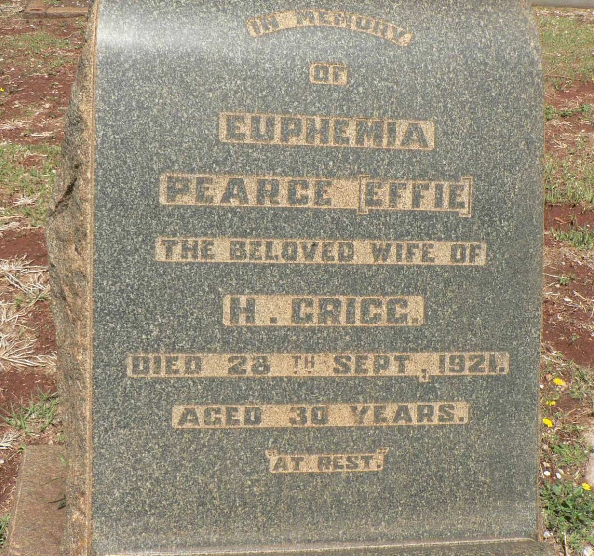 GRIGG Euphemia Pearce -1921