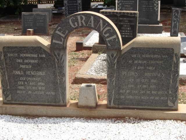 GRANGE Petrus Johannes, le 1889-1956 &amp; Anna Hendrina POTHAS 1898-1975