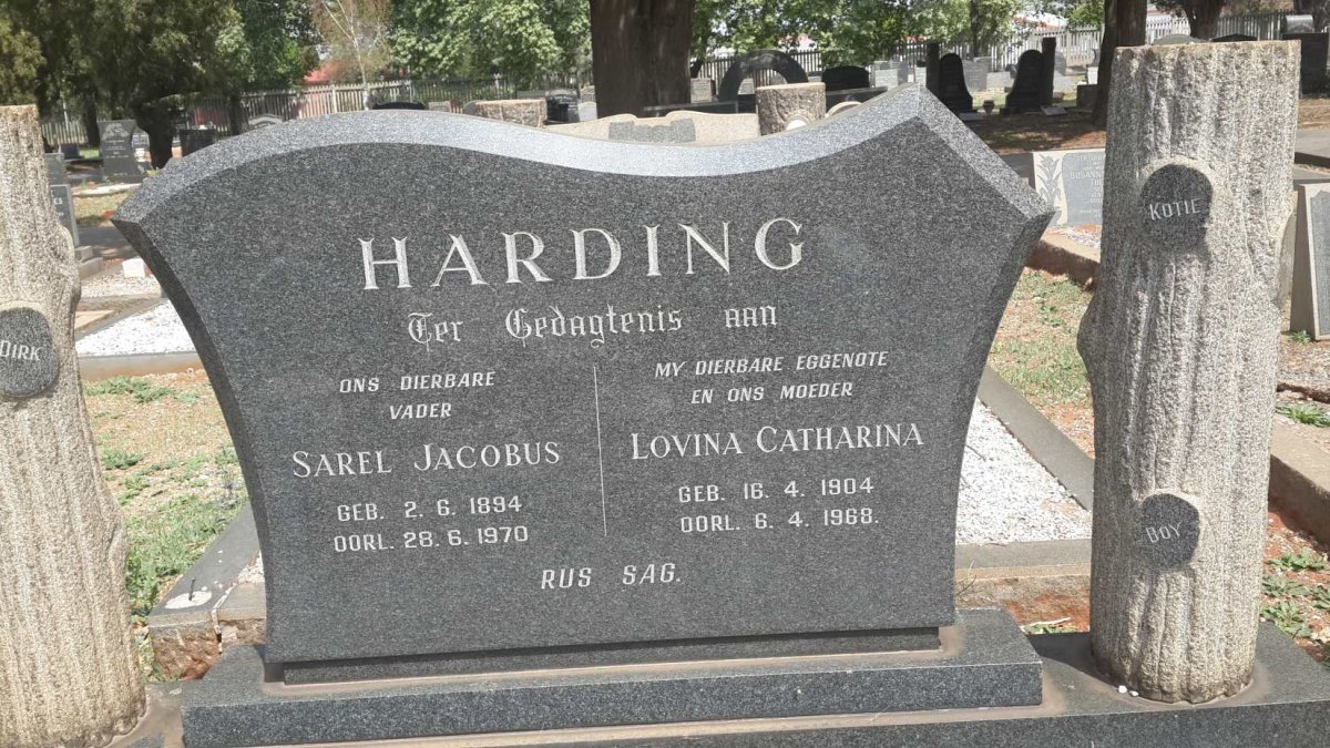 HARDING Sarel Jacobus 1894-1970 &amp; Lovina Catharina 1904-1968
