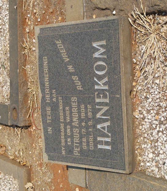 HANEKOM Petrus Andries 1905-1972