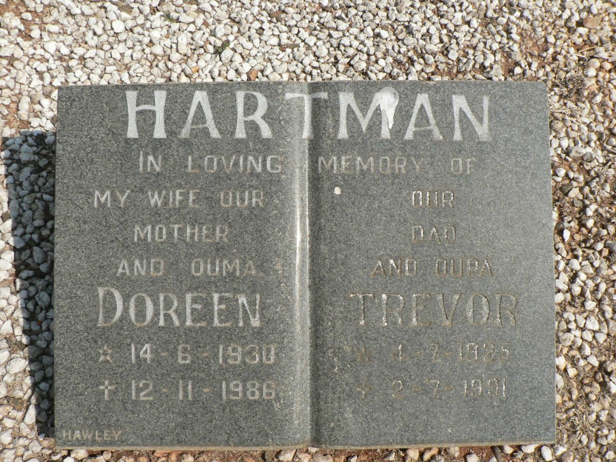 HARTMAN Trevor 1925-1991 &amp; Doreen 1930-1986