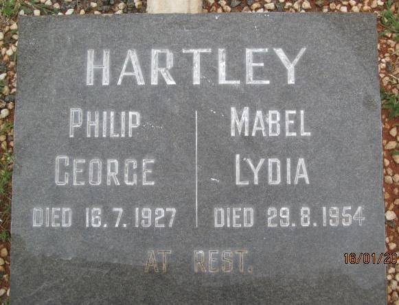 HARTLEY Philip George -1927 &amp; Mabel Lydia -1954