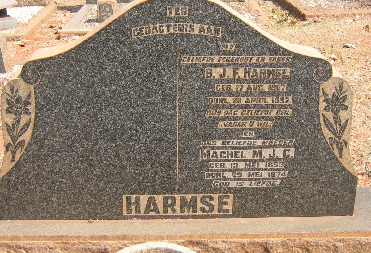 HARMSE B.J.F. 1887-1952 &amp; Machel M.J.C. 1893-1974