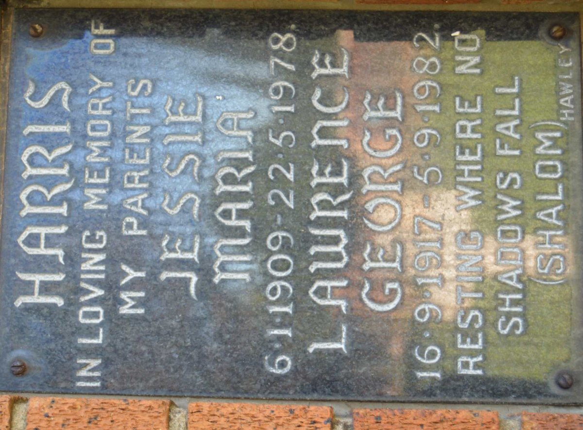 HARRIS Lawrence George 1917-1982 &amp; Jessie Maria 1909-1978