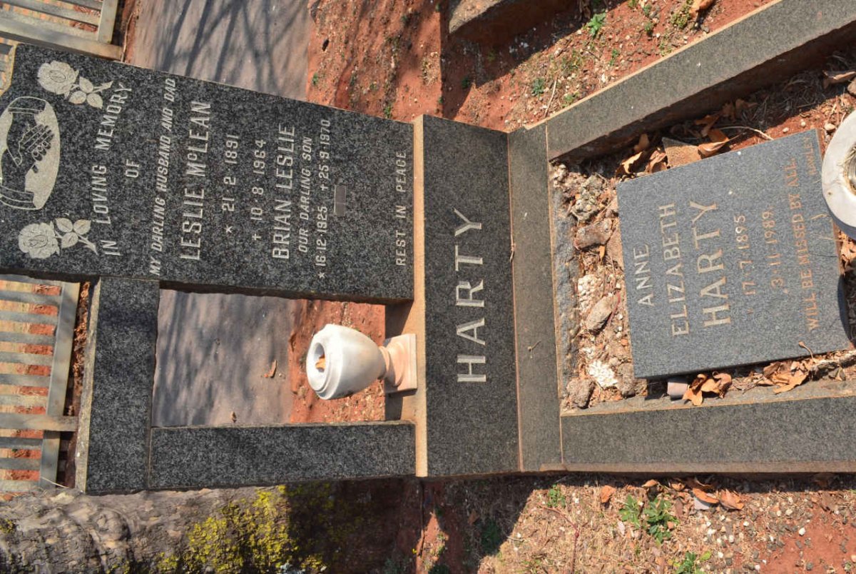 HARTY Leslie McLean 1891-1964 &amp; Elizabeth 1895-1989 :: HARTY Brian Leslie 1925-1970