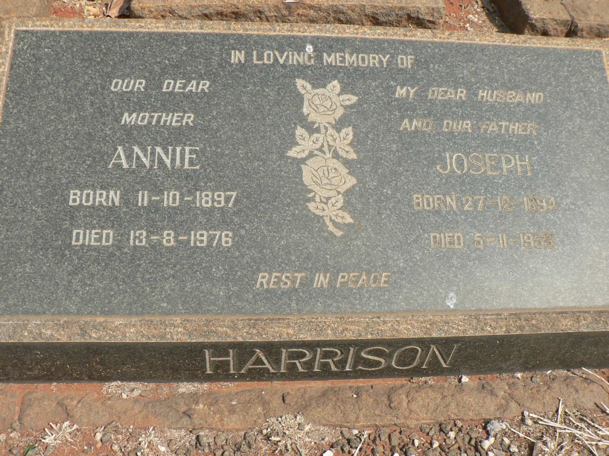 HARRISON Joseph 1894-1953 &amp; Annie 1897-1976