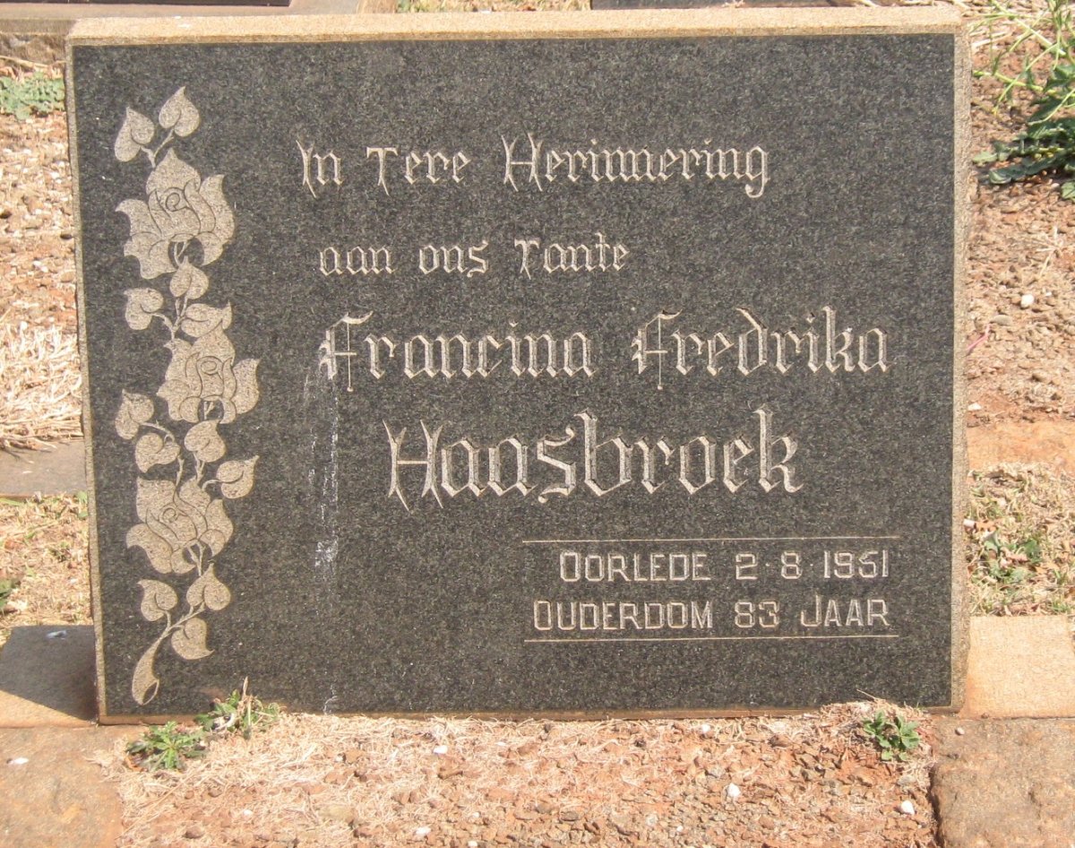 HAASBROEK Francina Fredrika -1951