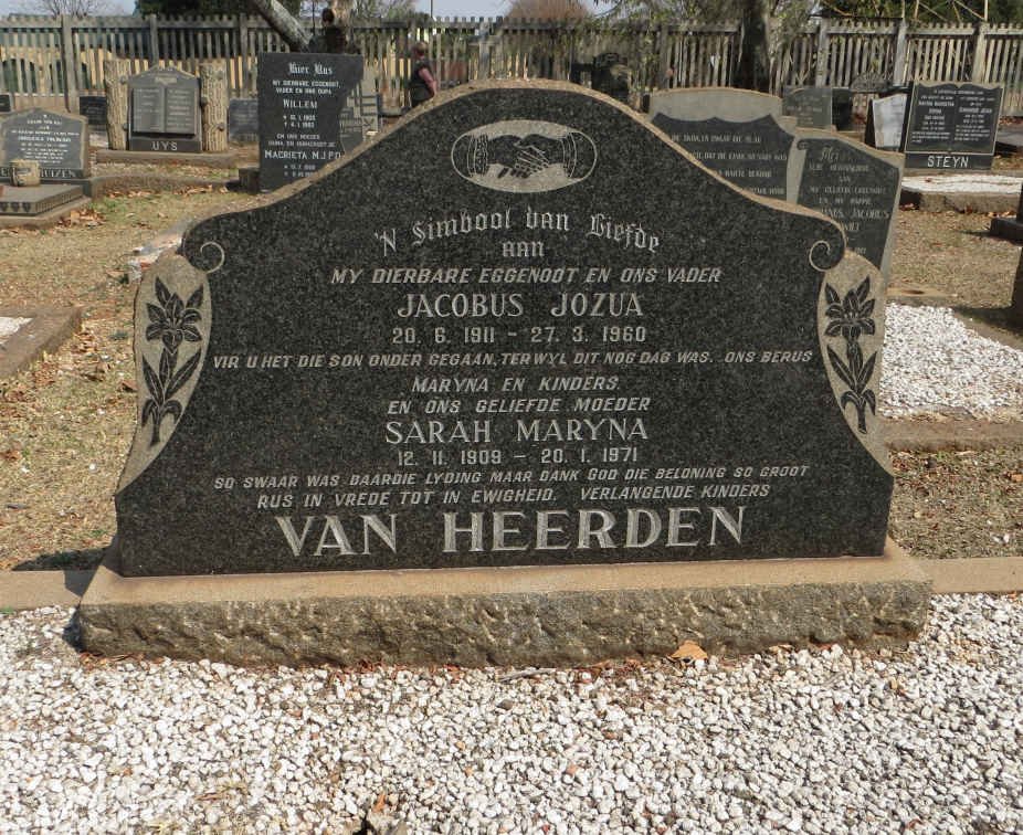 HEERDEN Jacobus Jozua, van 1911-1960 &amp; Sarah Maryna 1909-1971