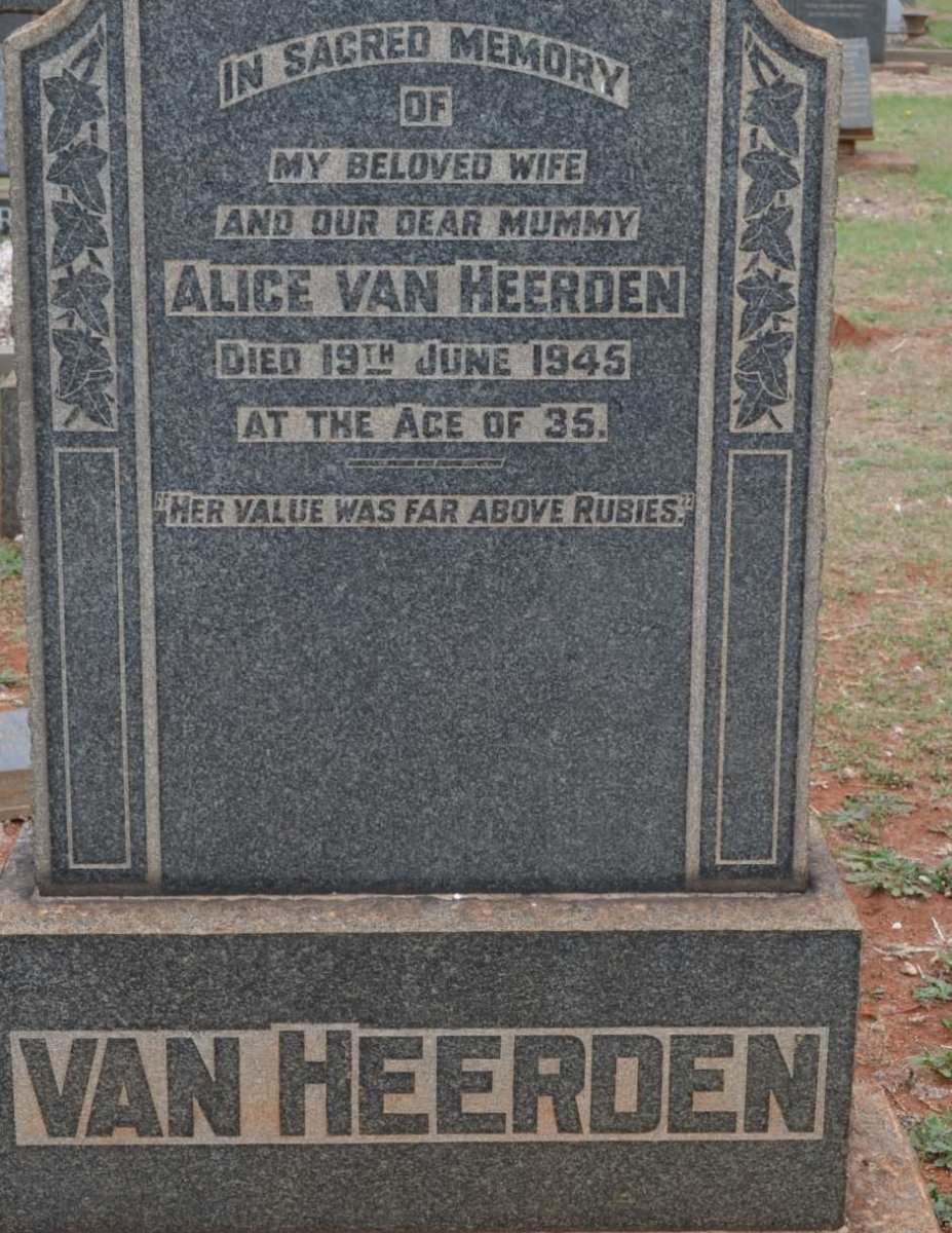 HEERDEN Alice, van -1945