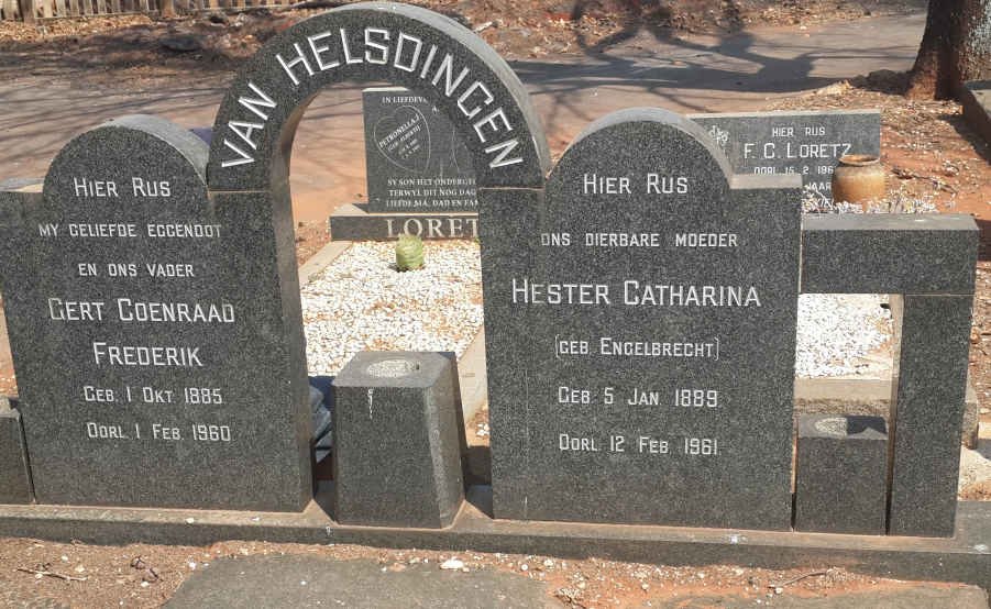 HELSDINGEN Gert Coenraad Frederik, van 1885-1960 &amp; Hester Catharina ENGELBRECHT 1889-1961