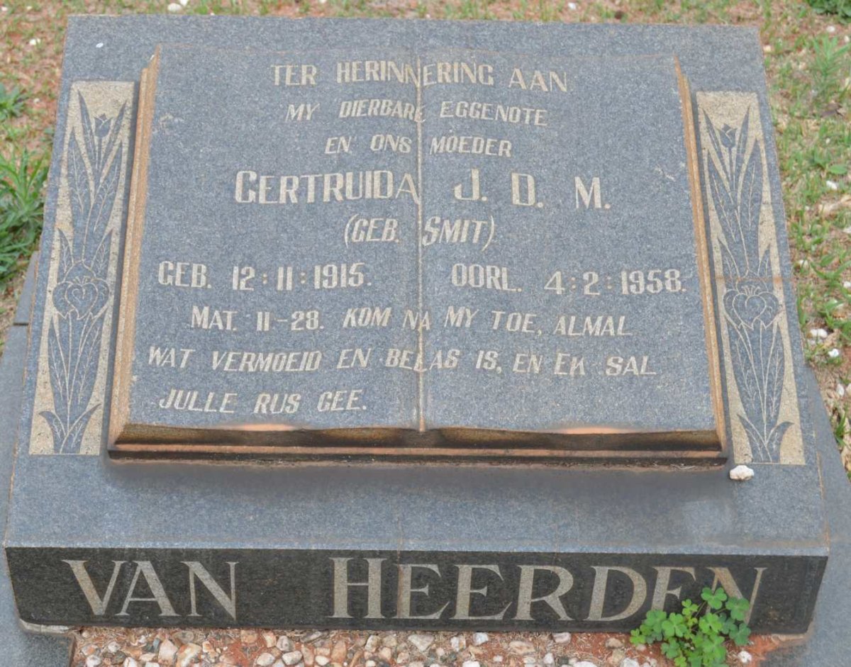 HEERDEN Getruida J.D.M., van nee SMIT 1915-1958