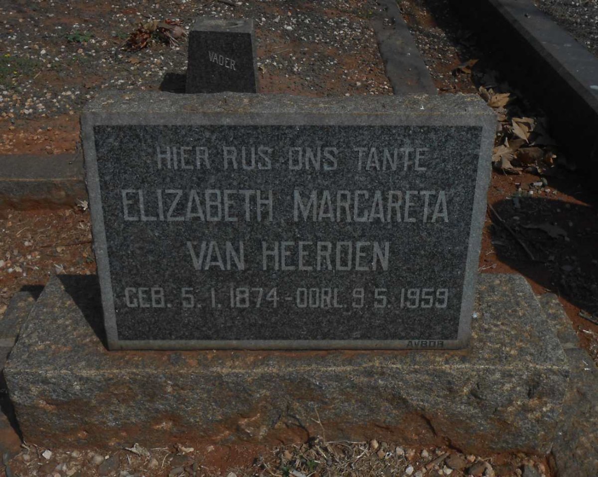 HEERDEN Elizabeth Margareta, van 1874-1959
