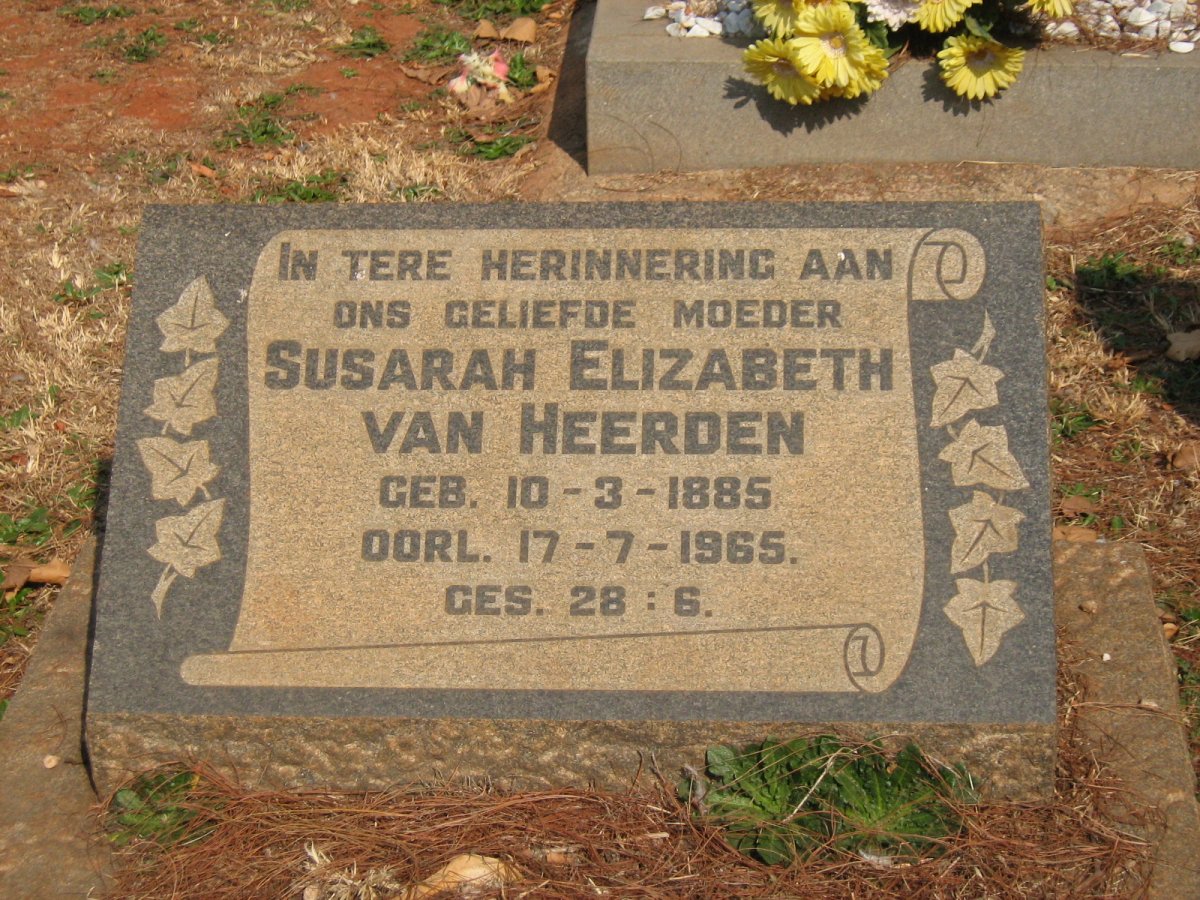 HEERDEN Susarah Elizabeth, van 1885-1965