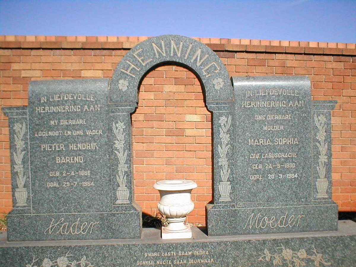 HENNING Pieter Hendrik Barend 1886-1954 &amp; Maria Sophia LABUSCHAGNE 1890-1984