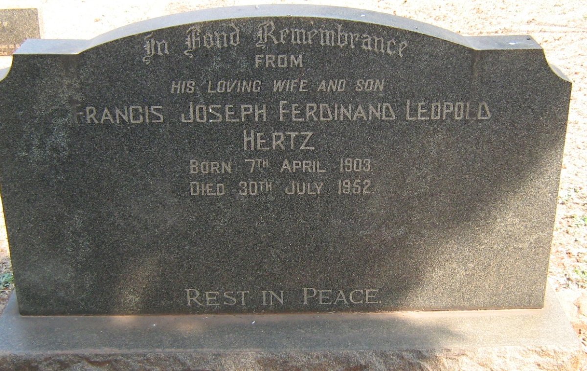 HERTZ Francis Joseph Ferdinand Leopold 1903-1952