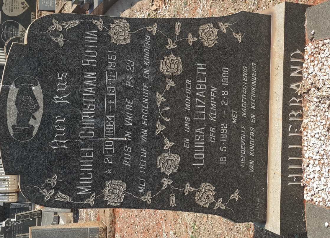 HILLEBRAND Michiel Christiaan Botha 1864-1951 &amp; Louisa Elizabeth KEMPEN 1892-1980