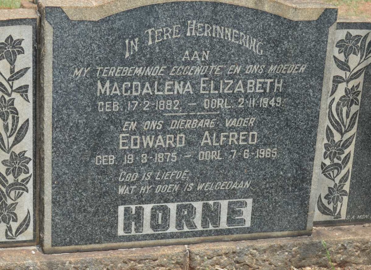 HORNE Edward Alfred 1875-1965 &amp; Magdalena Elizabeth 1882-1949