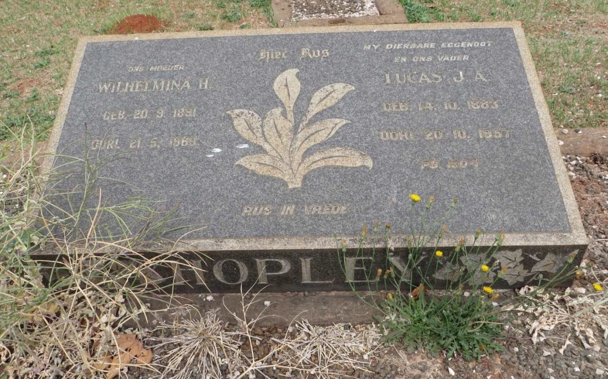 HOPLEY Lucas J.A. 1883-1957 &amp; Wilhelmina H. 1891-1969