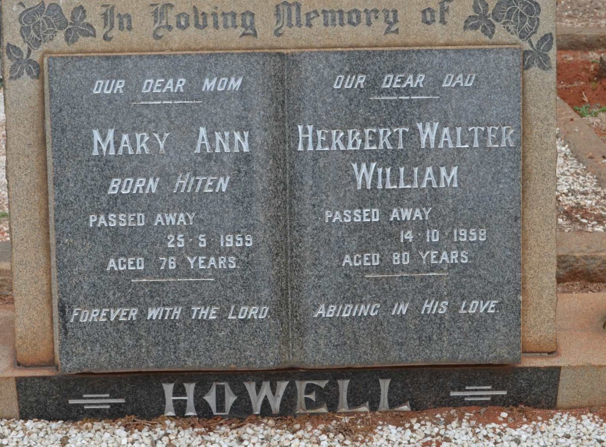 HOWELL Herbert Walter William -1958 &amp; Mary Ann HITEN -1959