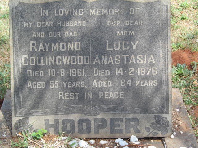 HOOPER Raymond Collingwood -1961 &amp; Lucy Anastasia -1976