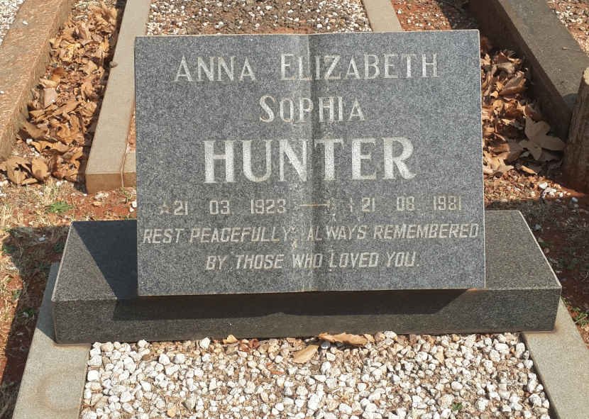 HUNTER Anna Elizabeth Sophia 1923-1981