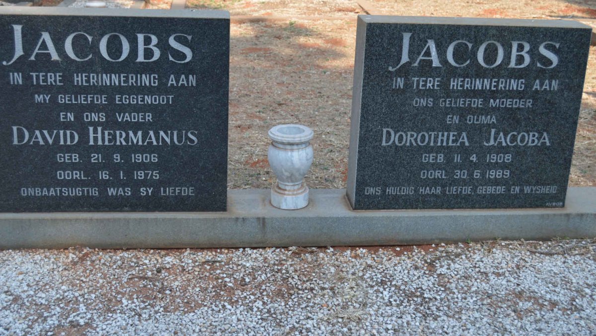 JACOBS David Hermanus 1906-1975 &amp; Dorothea Jacoba 1908-1989