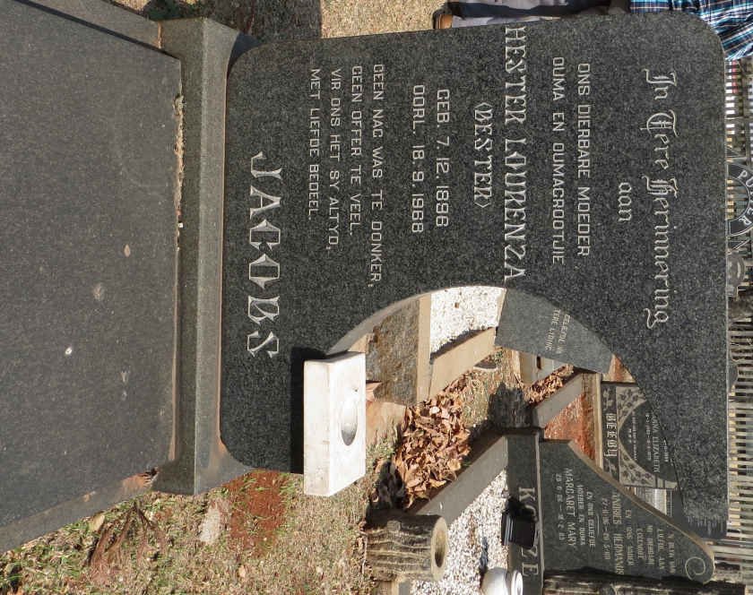 JACOBS Hester Lourenza nee BESTER 1896-1968