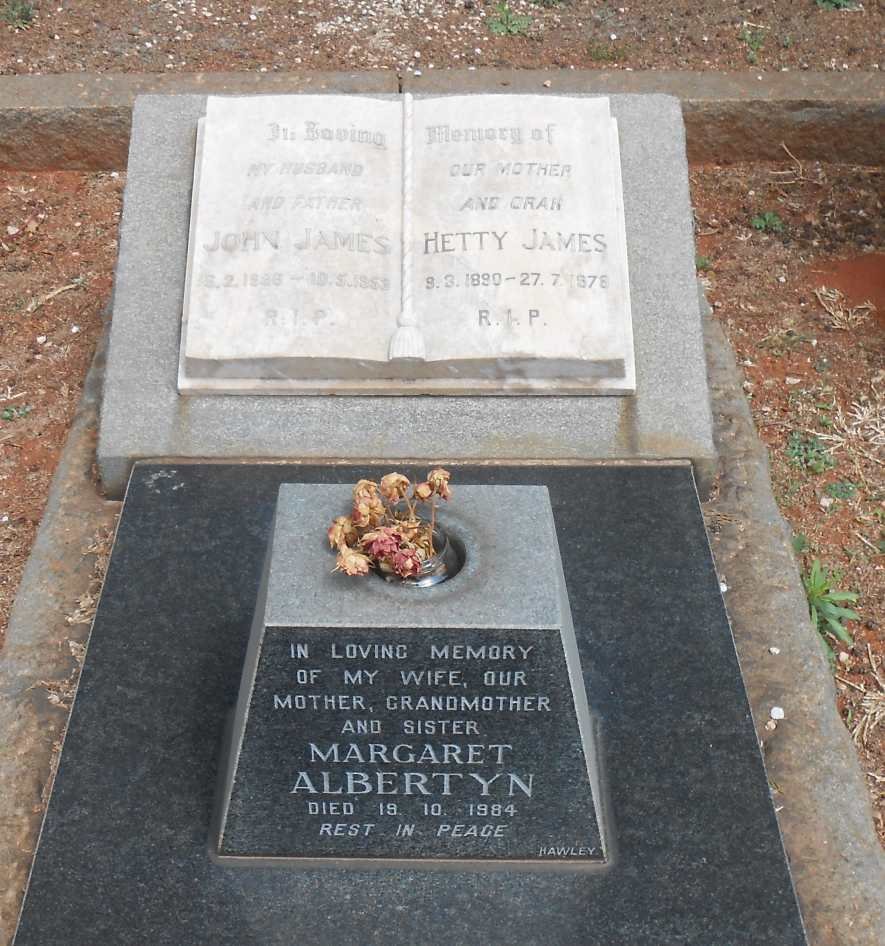 JAMES John 1896-1953 &amp; Hetty 1890-1978 :: ALBERTYN Margaret -1984