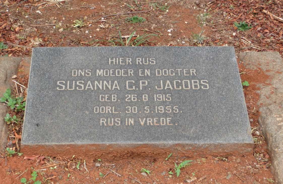 JACOBS Susanna G.P. 1915-1955