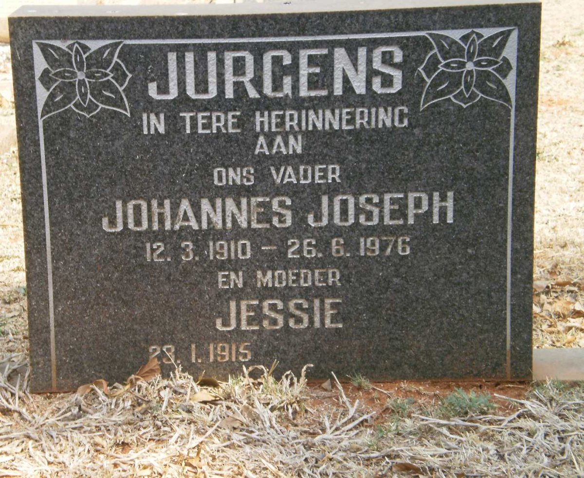 JURGENS Johannes Joseph 1910-1976 &amp; Jessie 1915-