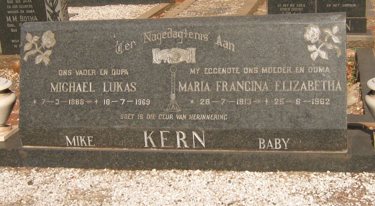 KERN Michael Lukas 1888-1969 &amp; Maria Francina Elizabetha 1913-1962