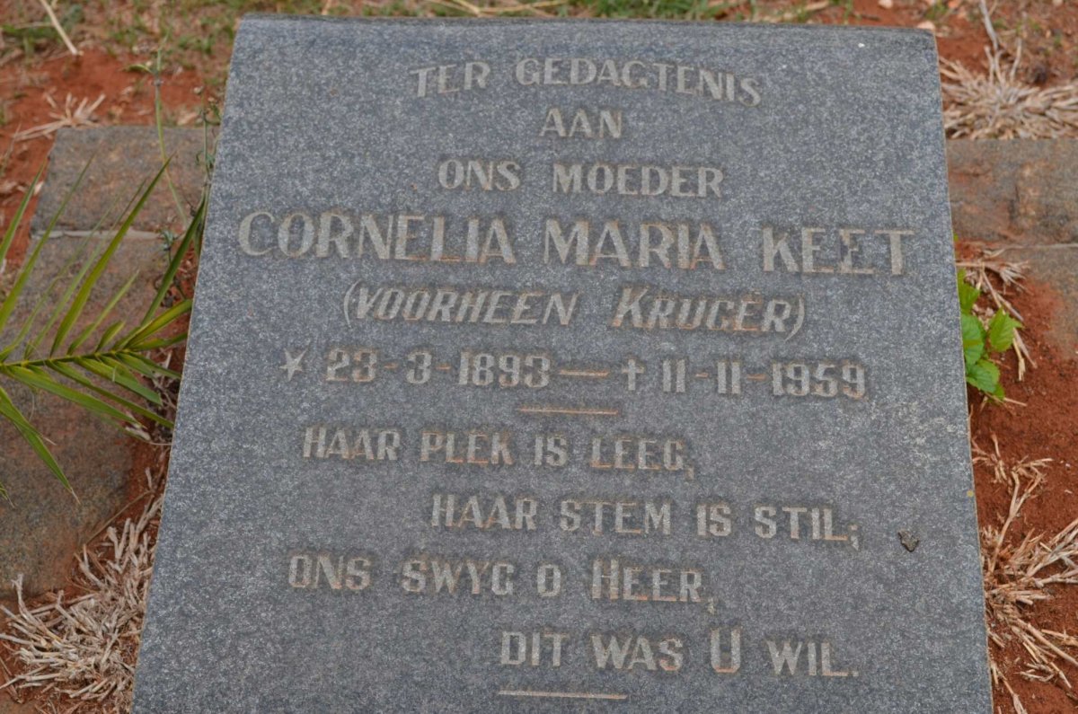 KEET Cornelia Maria voorheen KRUGER 1893-1959