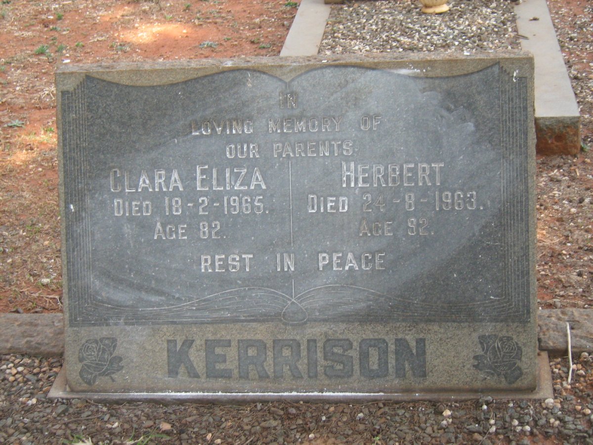 KERRISON Herbert -1963 &amp; Clara Eliza -1965