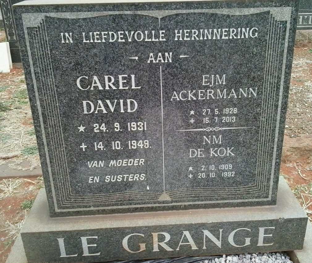 KOK N.M., de 1909-1992 :: GRANGE Carel David, le 1931-1949 :: ACKERMANN E.J.M. 1928-2013