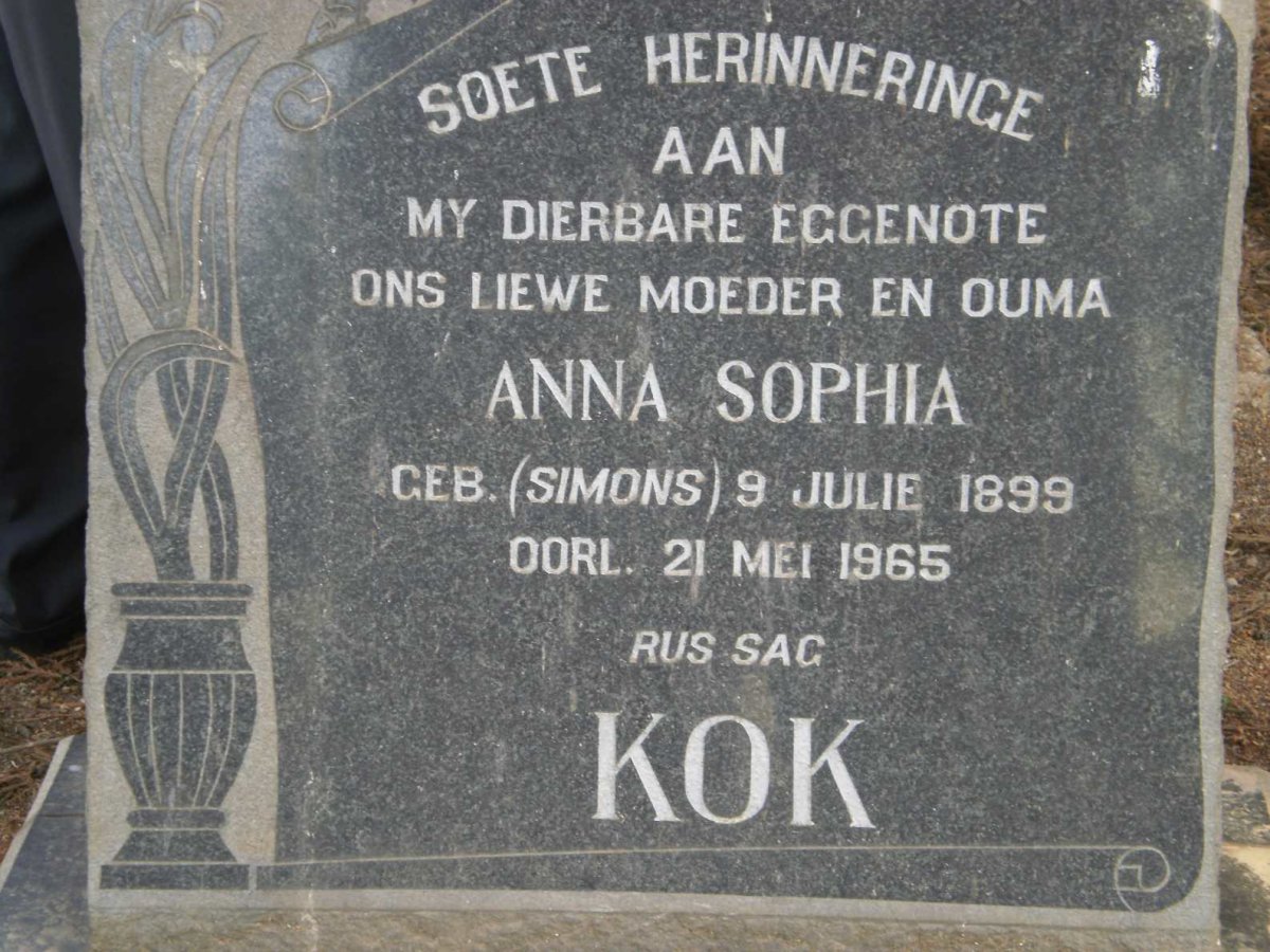 KOK Anna Sophia nee SIMONS 1899-1965