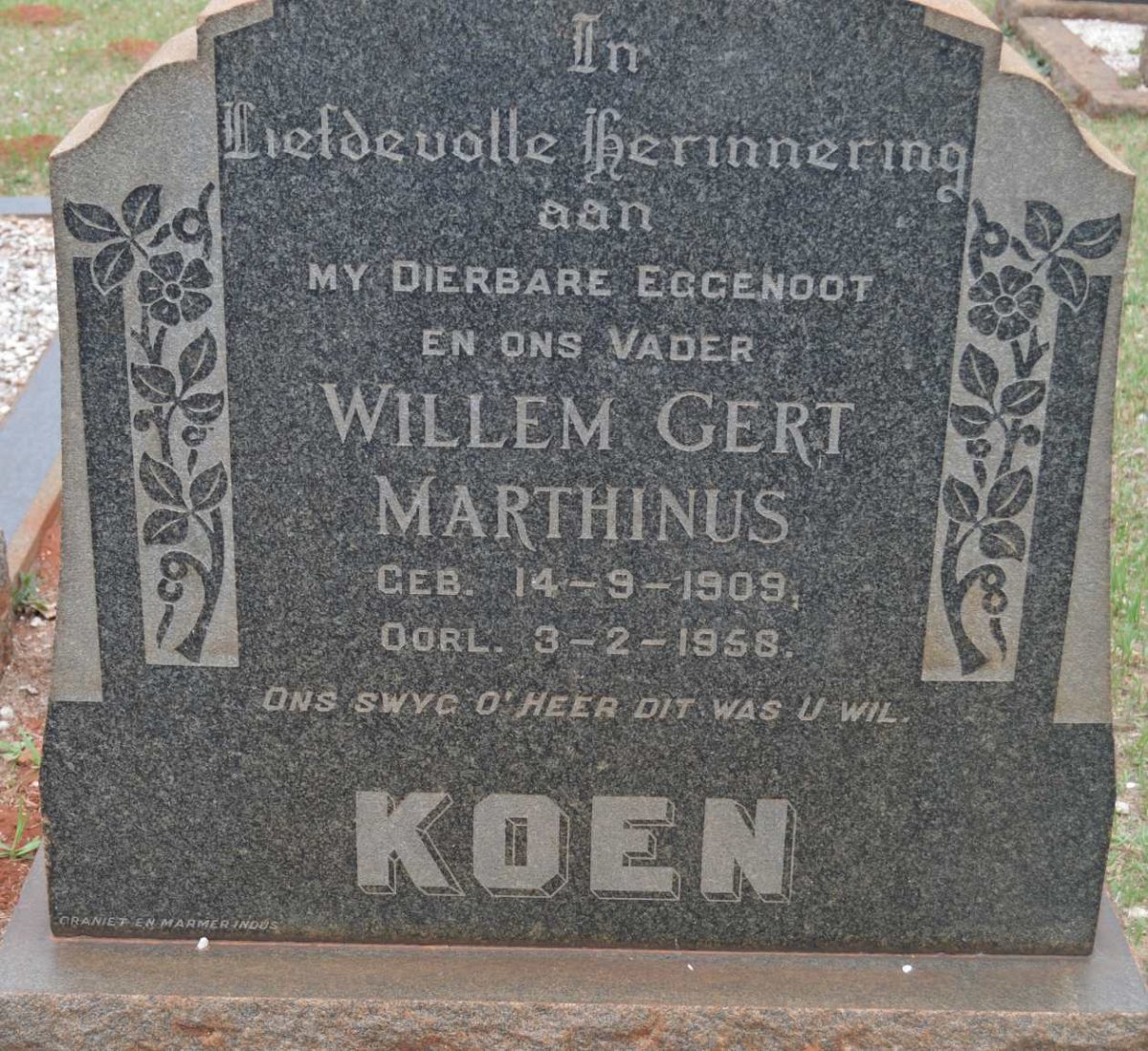 KOEN Willem Gert Marthinus 1909-1958