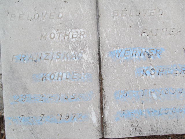 KOHLER Werner 1890-1966 &amp; Franziska 1896-1972